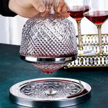 Высококачественный стеклянный вращающийся на 360 градусов графин, стакан, 1500 мл, графин, диспенсер для вина, аэратор, зеркальный кувшин, подарочное украшение для бара