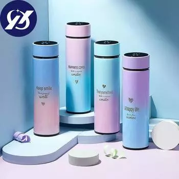 Высококачественный термос из нержавеющей стали на 480 мл с интеллектуальным дисплеем температуры Дисплей датчика температуры Чашка-термос розовый