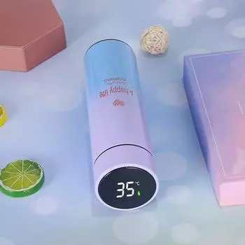Высококачественный термос из нержавеющей стали на 480 мл с интеллектуальным дисплеем температуры Дисплей датчика температуры Чашка-термос розовый