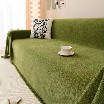 Высококачественный водонепроницаемый чехол для дивана из шенилла, зеленая полосатая подушка для дивана, универсальное одеяло на 3 места, все включено 180x 130