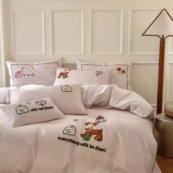 Высококачественный вышитый комплект пододеяльника из 100% хлопка с простыней, пододеяльником и наволочками. Высококачественный, приятный для кожи, мягкий комплект постельного белья. AU Single size 4 pcs