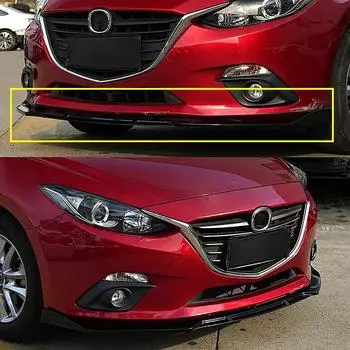 Высококачественный защитный чехол для переднего бампера автомобиля, автомобильные аксессуары, комплект для бампера ABS, спойлер, подходит для Mazda 3 Axela 2014-2018 чёрный
