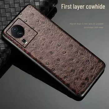 «Высококачественный защитный чехол из натуральной кожи для iQOO Neo7 с рисунком под гоночную коровью кожу и комплексным дизайном». 9 Pro серый