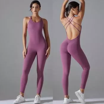 Высококачественный женский цельный костюм для йоги – дышащий, быстросохнущий, эластичный, Naked Sensation, приятный для кожи, приподнимает бедра XL чёрный