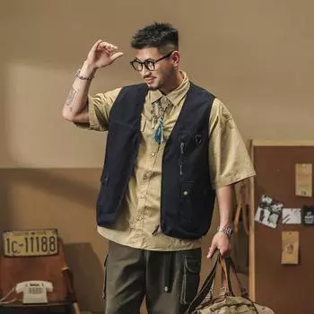 Высококачественный жилет для кемпинга на открытом воздухе в горах, ветровой инструмент, мужской летний хлопковый жилет, рыболовный жилет, куртка для мужчин M тёмно-синий