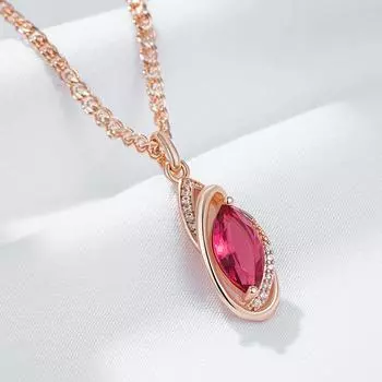 Высококачественный золотой винтажный геометрический кулон с овальным розовым цирконием, женское ожерелье, элегантная подвеска, ювелирные изделия, неотразимые сверкающие аксессуары розовый