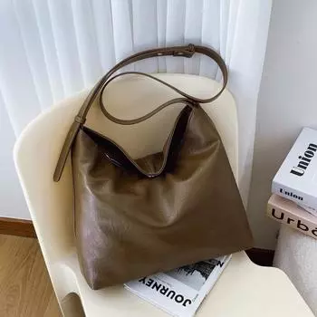 Высококлассная большая сумка, женская модная сумка подмышку, популярная сумка через плечо, вместительная сумка-тоут для поездок на работу. коричневый