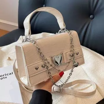 Высококлассная маленькая квадратная сумка для женщин, новинка 2023 года, сумка через плечо с текстурной цепочкой, популярная сумка через плечо в западном стиле, трендовая сумка