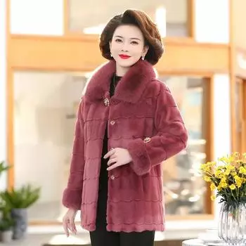 Высококлассная материнская куртка, зимнее бархатное норковое пальто средней длины, шерстяное пальто в стиле вестерн, женский плащ среднего возраста XL