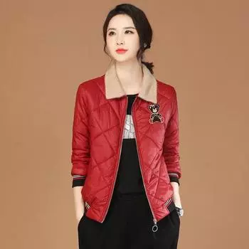 Высококлассная вышивка с хлопковой заколкой, утолщенная и теплая красная хлопковая куртка, хлопковая куртка для женского зимнего отдыха и утягивающая куртка M