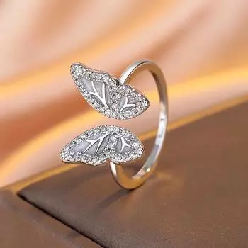 Высококлассное нишевое дизайнерское кольцо-капля масла с бабочкой, открытое, модный аксессуар для указательного пальца Adjustable Open платиновый