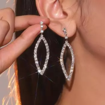 Высококлассные геометрические полые серьги с бриллиантами, модные серьги в стиле темперамент, женские серьги, 1 пара