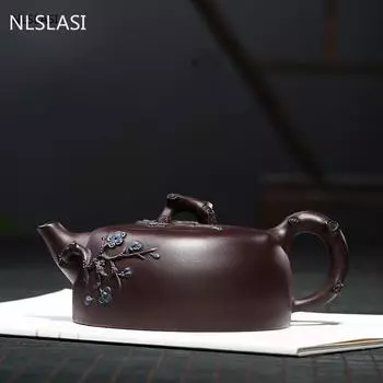 Высококлассный чайник Исин, фильтр из фиолетовой глины, чайник, косметический чайник, необработанная руда, бутиковый чайный сервиз ручной работы, аутентичный, большая емкость, 400 мл 400ml