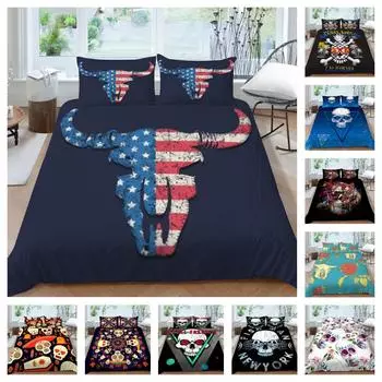 Высококлассный роскошный чехол, комплект постельного белья в стиле 3D черепа для женщин и девочек, двуспальная кровать, одежда для домашнего декора в спальню UK Single 135x200cm
