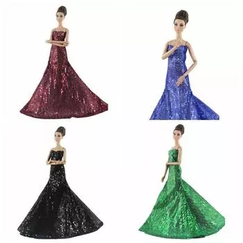 Высокомодное праздничное платье с блестками для куклы Барби, одежда, платье принцессы 1/6, аксессуары для кукол, наряды для куклы Барби, детские игрушки чёрный