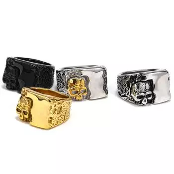 Высокополированные кольца с черепами для мужчин, простой дизайн, нержавеющая сталь, женские украшения, панк, готический рок, модные аксессуары, парное кольцо на палец No. 7