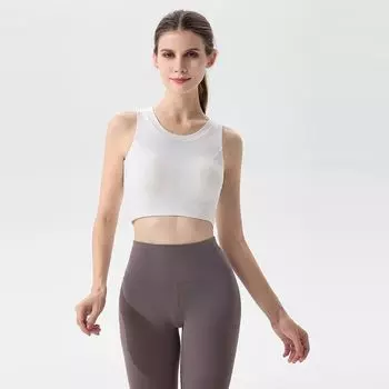 Высокопрочный фиксированный чашечный пузырчатый йога-интим женский цельный быстросохнущий поддерживающий грудь беговой спортивный фитнес женский жилет White L