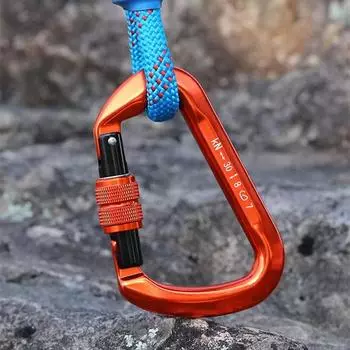 Высокопрочный карабин из алюминиевого сплава 30 кН, безопасная пряжка с крючком для кемпинга. синий