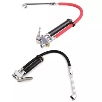 Высокопрочный манометр для накачивания шин в стиле 10-120 со шлангом и прямым зажимом для колесных шин чёрный