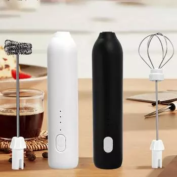 Высокопроизводительный беспроводной электрический вспениватель молока с тремя скоростями для приготовления кофе и выпечки дома чёрный