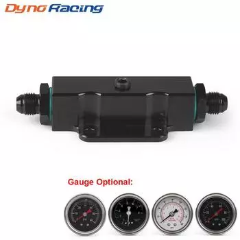 Высокопроизводительный рядный топливный фильтр из алюминия 6-AN AN6 из черной заготовки с манометром 1/8 NPT With 160psi gauge