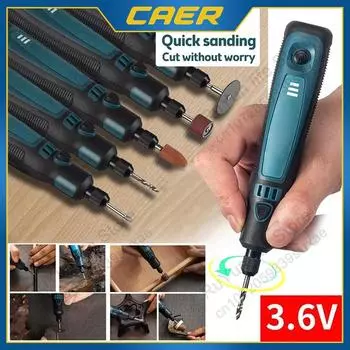Высокоскоростная беспроводная электрическая шлифовальная машина, набор сверл 3,6 В, мини-мощная гравировальная ручка, перезаряжаемая батарея, электрический роторный инструмент для вырезания