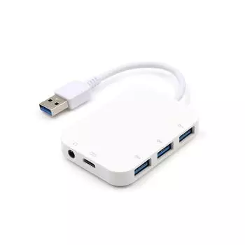 Высокоскоростная док-станция USB-концентратора 5-в-1 из алюминиевого сплава типа C с разъемом USB 3,0/3,5 мм/PD для зарядки клавиатуры и мыши