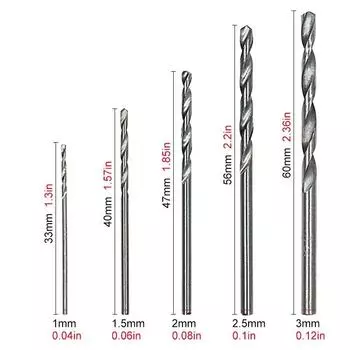 Высокоскоростная сталь 50 шт. естественного цвета маленькое спиральное сверло 1-3 мм белое прямое хвостовик сверло электрическая дрель DIY столярный инструмент набор