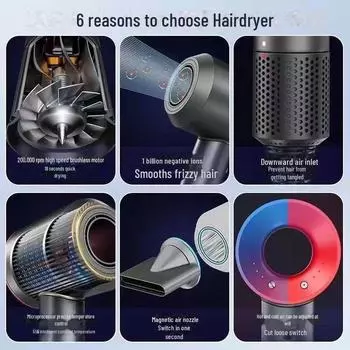 Высокоскоростной безлистный ионизированный фен с печатной платой и сборкой двигателя