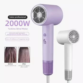 Высокоскоростной фен с отрицательными ионами высокой мощности, ультра бесшумный, рекомендуемый профессиональный фен для домашних парикмахерских, быстрая сушка EU белый