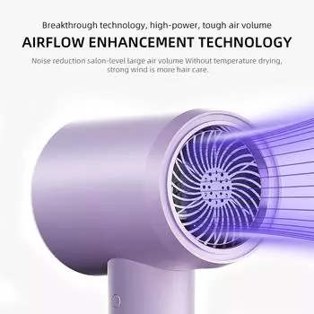 Высокоскоростной фен с отрицательными ионами высокой мощности, ультра бесшумный, рекомендуемый профессиональный фен для домашних парикмахерских, быстрая сушка EU фиолетовый