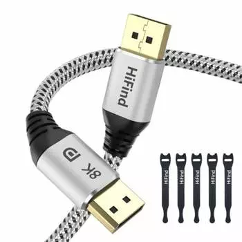 Высокоскоростной ??Игровой кабель Display Port 3M DP Cable 32.4Gbps 8K DisplayPort Cable Ver1.4 Standard 8K@60HZ/5K@60HZ/4K@144Hz/2K@240Hz 28AWG OFC Nylon Com