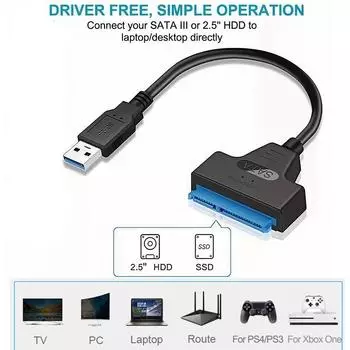 Высокоскоростной кабель USB 3.0 - SATA для 2,5-дюймовых внешних жестких дисков HDD/SSD Передача данных со скоростью до 5 Гбит/с Type-C - SATA для PS4/PS3