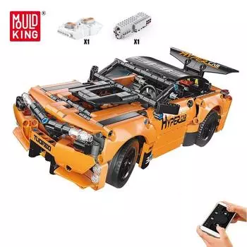 Высокотехнологичные строительные блоки MOLD KING для мальчиков, RC моторизованный оранжевый Challenger, модель гиперкара, кирпич, детские игрушки, рождественские подарки оранжевый