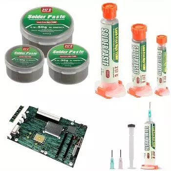 Высокотемпературная паяльная паста 217°C (Sn99%Ag0.3%Cu0.7%), паяльная паста для электроники, используется для ремонта ИС/печатных плат/BGA/SMD с температурой плавления 217°C, не требует отмывки zhen10g/0.35oz серый