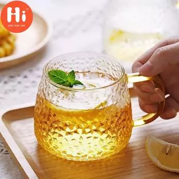 Высокотемпературное устойчивое стекло с молотковой чашкой Домашняя чашка для чая Кофейная чашка Чашка для молока Чашка для сока Чашка для обработки Желтое стекло для инструментов 420 мл 420ML