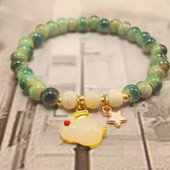Высокотемпературный огонь, специальные керамические бусины, браслет на нитке, маленькие украшения, браслет из нефритового кролика для пары, браслет из бисера