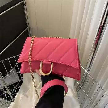 Высокотекстурная сумка-цепочка женская весна 2024 года, новая модная простая сумка с простым переплетением, косая сумка на одно плечо чёрный