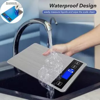 Высокоточные кухонные весы из закаленного стекла для выпечки, кофе и лекарств 5KG/1G серебряный