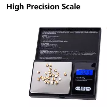 Высокоточные мини-электронные весы из нержавеющей стали, цифровые карманные весы, измерительный инструмент чёрный