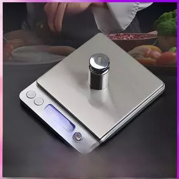 Высокоточные небольшие электронные кухонные весы для выпечки, двойной противень, точность 0,01 г Affordable battery model, 5kg/1g, no backlight