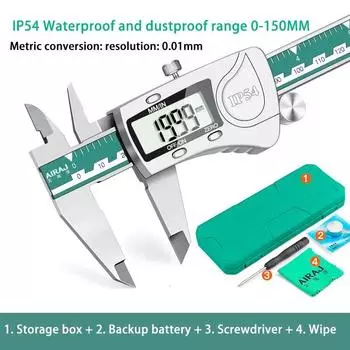 Высокоточный цифровой штангенциркуль AIRAJ, длинный водонепроницаемый штангенциркуль из нержавеющей стали, многофункциональные измерительные инструменты