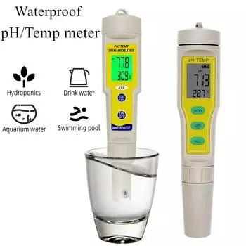 Высокоточный pH-метр 2 в 1, тестер качества воды, детектор температуры pH, водонепроницаемый измеритель кислотности ATC, ручка-тестер pH для аквариума и бассейна