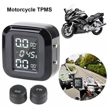 Высокоточный универсальный датчик давления в шинах, система мониторинга, автомобильная охранная сигнализация для мотоцикла, зарядка через USB, внешние беспроводные датчики TPMS Black