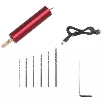 Высокоточный вращающийся двигатель Мини электрическая дрель Удобная USB зарядка Портативная чёрный