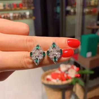 Высокоуглеродистый бриллиант из трех частей в прямом эфире цветной циркониевый коллапс модные серьги-гвоздики подвеска кольцо изумруд циркон ожерелье