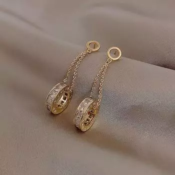 Высокоуровневый дизайн, круглые серьги-подвески с цирконием, модные корейские женские ювелирные изделия, вечерние элегантные серьги-капли, серьги на Хэллоуин золотой