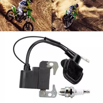Высоковольтная катушка зажигания и свеча зажигания для двигателя, подходящая для 47CC 49CC 2-тактных мини-квадроциклов, карманных мотоциклов для бездорожья, надежная