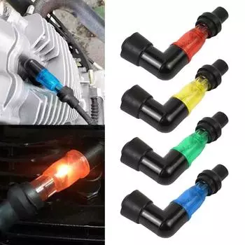 Высоковольтные колпачки для мотоциклов, мигающие колпачки для свечей зажигания, универсальные колпачки для свечей зажигания для улучшения характеристик двигателя жёлтый