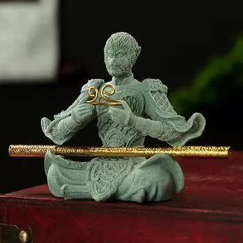 Высшее сокровище Сунь Укун китайский стиль зеленый песчаник чай питомец Ци Тянь Да Шэн медитация настольные украшения аквариум микро-пейзаж украшения